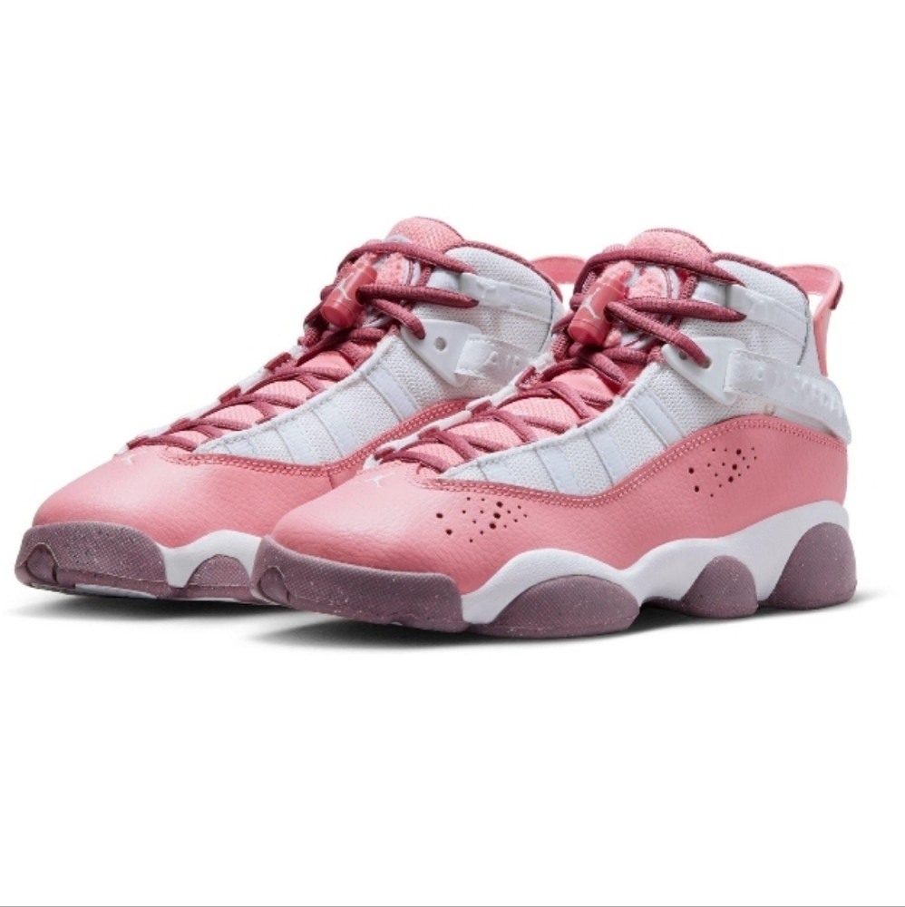 Jordan 6 Rings "Coral Chalk/Desert Berry/White" Grade School Girls' Shoe